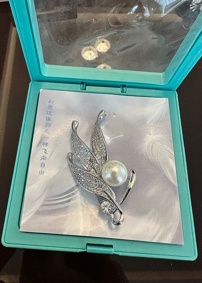 Gümüş incili broş - Görsel 2