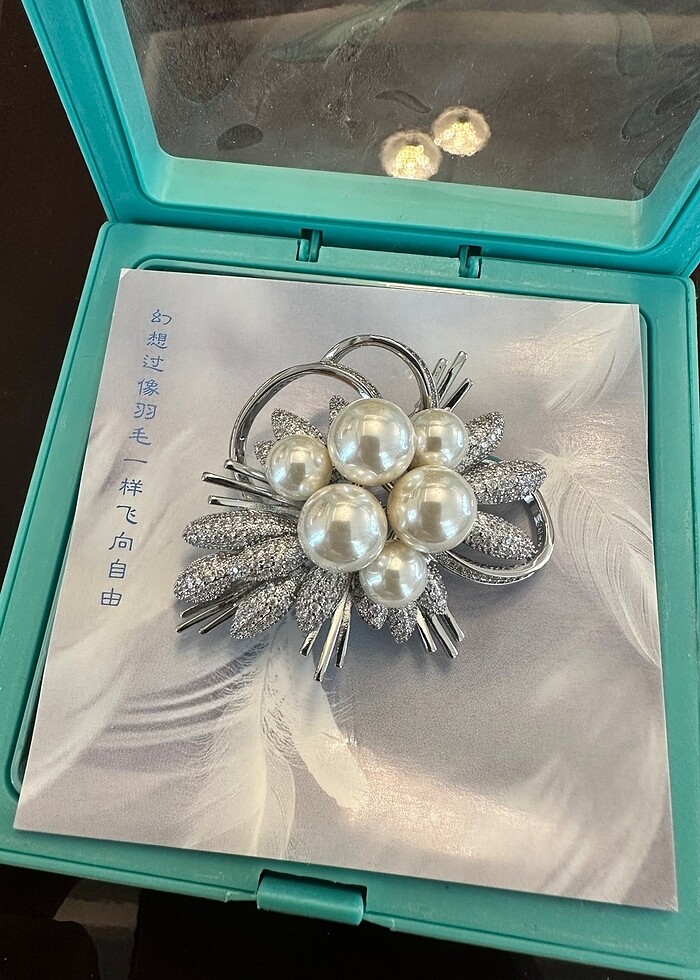 İncili gümüş broş - Görsel 2