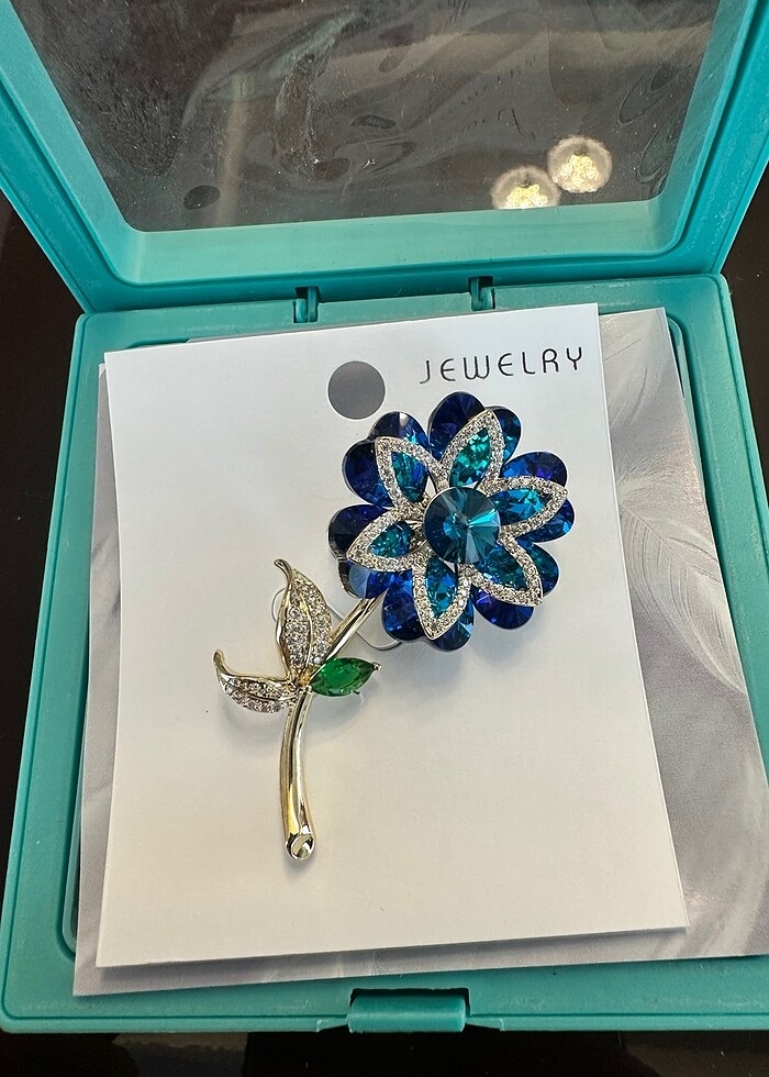 Özel Swarovski taşlı çiçek broş - Görsel 2