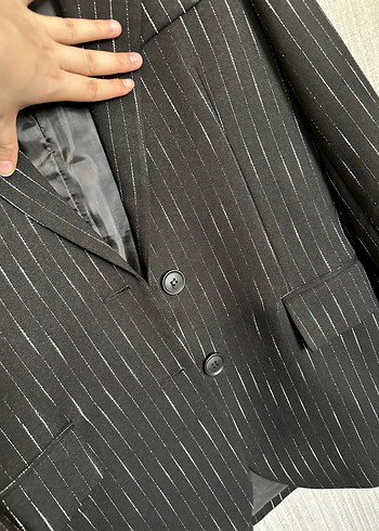 Çizgi blazer ceket - Görsel 5