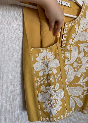 Zara nakışlı bohem yelek - Görsel 5