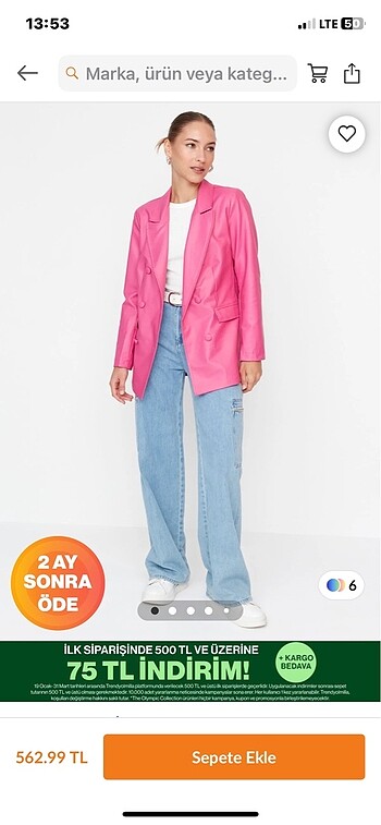 Trendyol & Milla Pembe deri blazer ceket