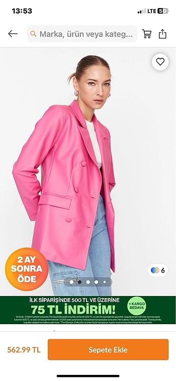 Pembe deri blazer ceket