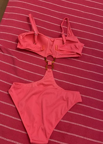 Pembe Tokalı Strappy Kadın Mayokini - Görsel 2