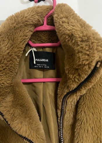 Pull and Bear Kahverengi Kürklü Kadın Peluş Ceket