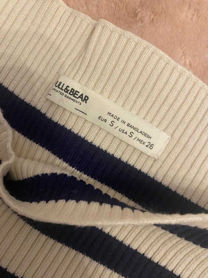 Pull&Bear Lacivert Beyaz Triko Kadın Kazak - Görsel 3