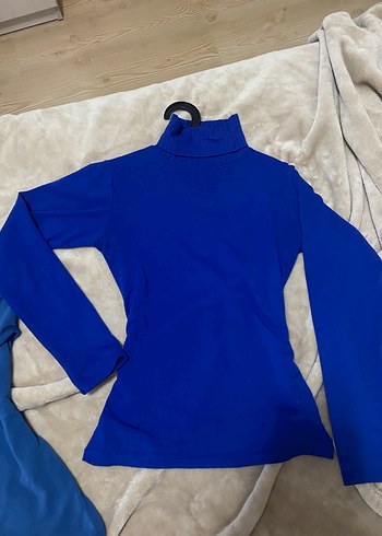 Kadın Mavi Balıkçı Yaka Uzun Kollu Triko - Görsel 3