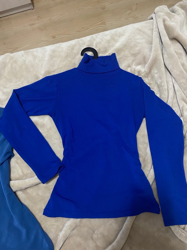 Kadın Mavi Balıkçı Yaka Uzun Kollu Triko - Görsel 3