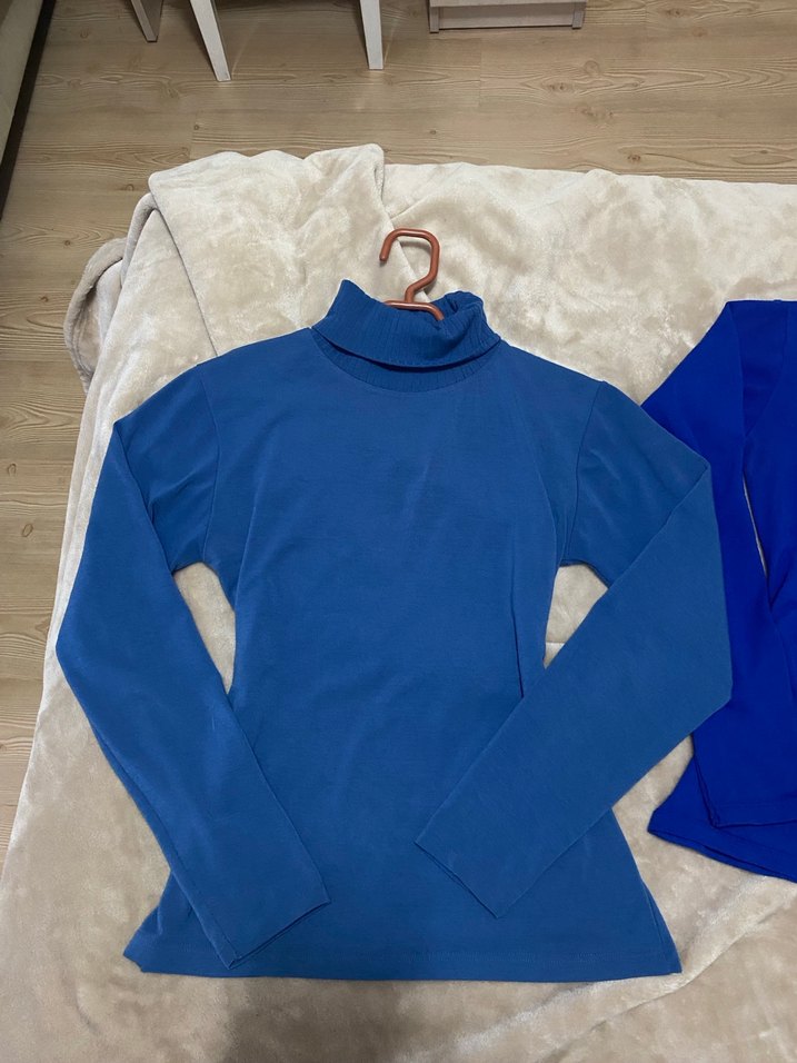 Kadın Mavi Balıkçı Yaka Uzun Kollu Triko - Görsel 2