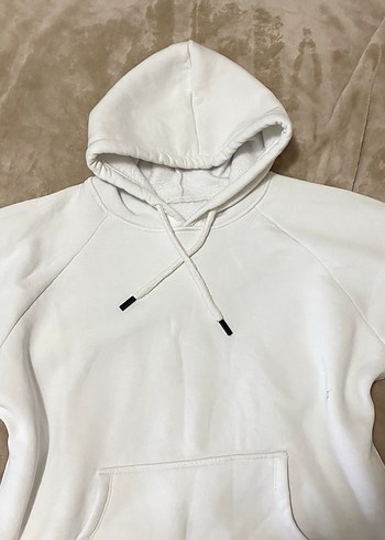 Kapüşonlu Beyaz Kadın Sweatshirt - Görsel 2