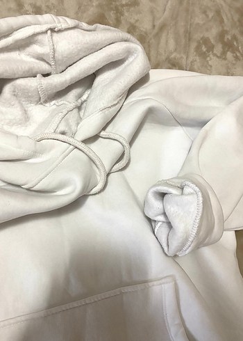 Kapüşonlu Beyaz Kadın Sweatshirt - Görsel 4