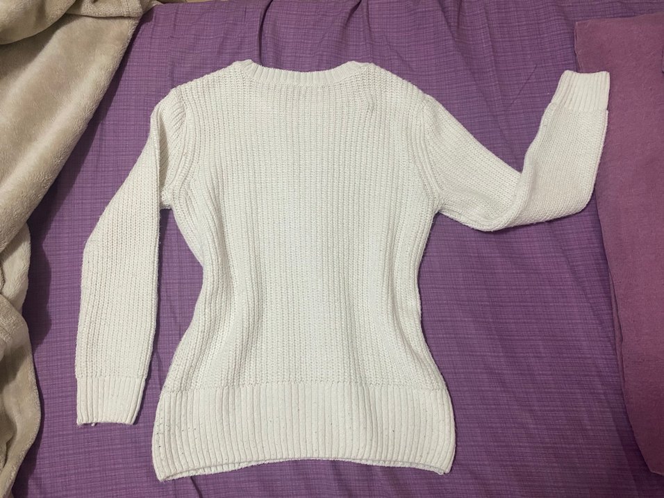 Beyaz Örgü Kadın Kazak - Görsel 3