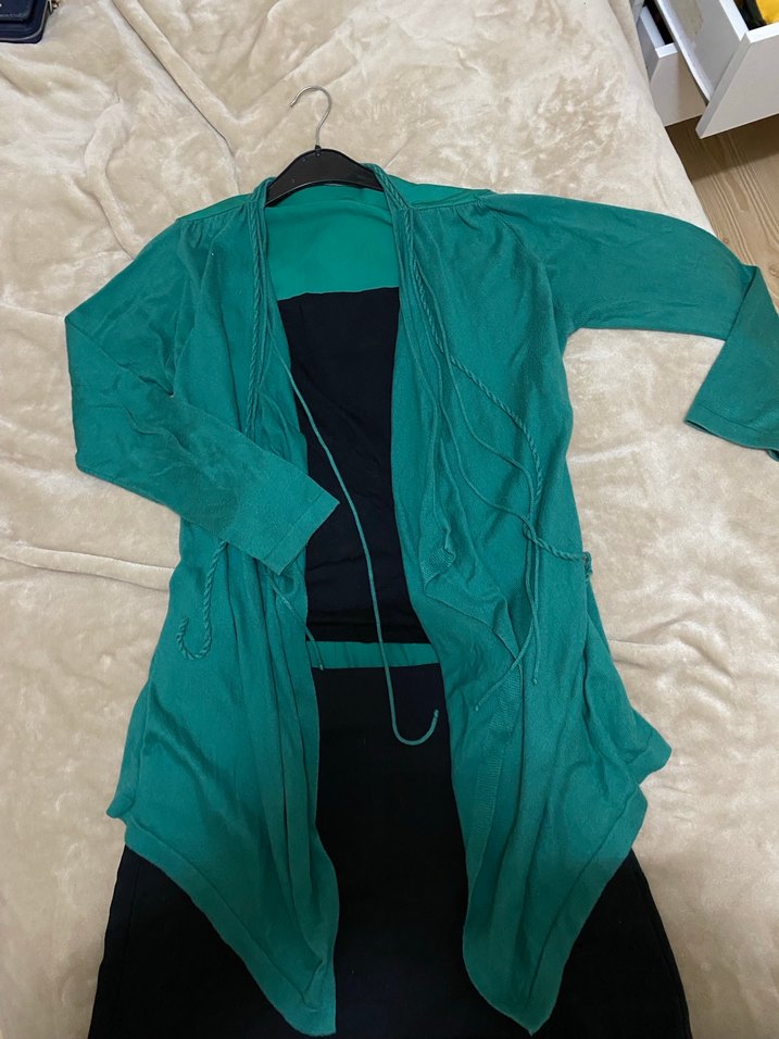 Fairycore Uzun Kollu Turkuaz Salaş Kadın Hırka - Görsel 2