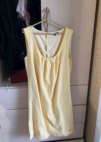 Tommy Hilfiger Butter Yellow Keten Elbise