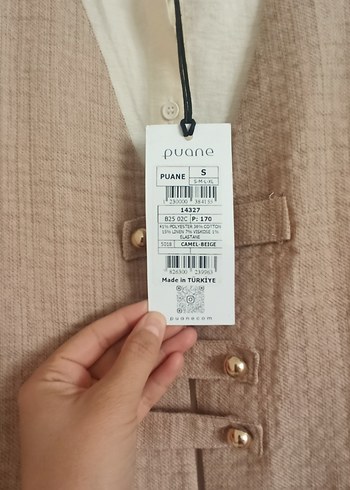 s Beden camel Renk Bej Keten Midi Kadın Takım