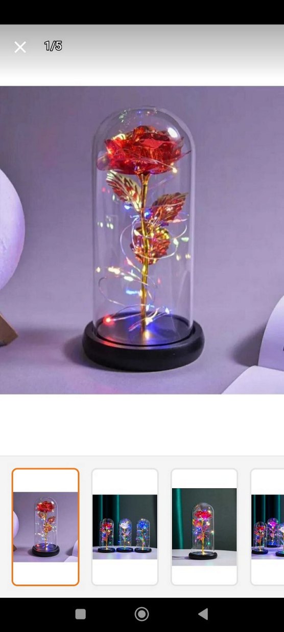 Led Işıklı Cam Fanus İçinde Gül Dekor - Görsel 2