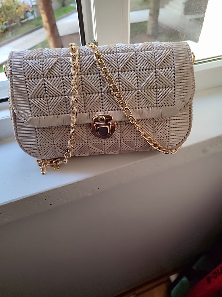 Nakışlı Zincir Detaylı el yapımı şık çanta - Görsel 3