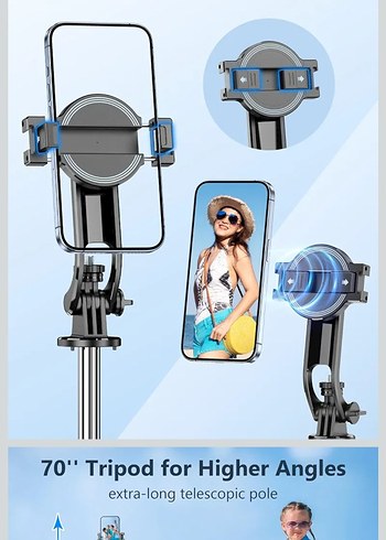 Manyetik Tripod Uzaktan Kumandalı 360° Dönebilen Uzatılabilir - Görsel 3