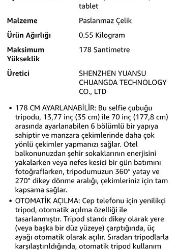 Manyetik Tripod Uzaktan Kumandalı 360° Dönebilen Uzatılabilir - Görsel 7