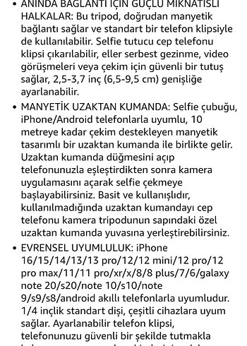 Manyetik Tripod Uzaktan Kumandalı 360° Dönebilen Uzatılabilir - Görsel 8