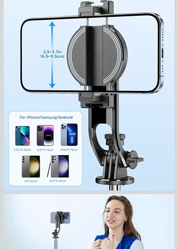 Manyetik Tripod Uzaktan Kumandalı 360° Dönebilen Uzatılabilir - Görsel 6