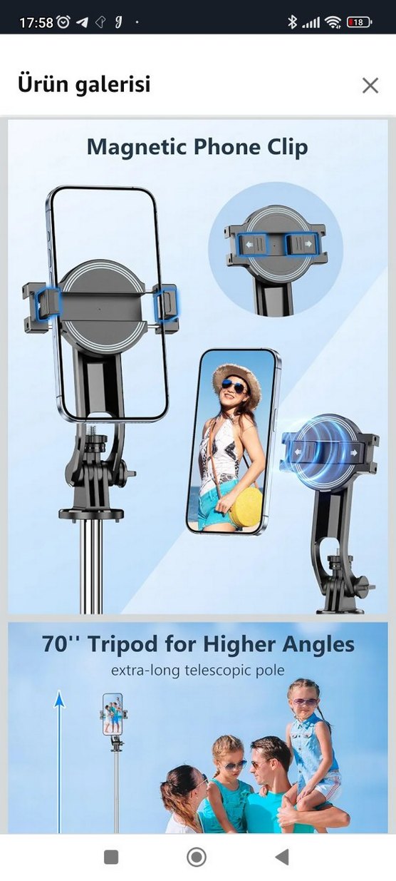 Manyetik Tripod Uzaktan Kumandalı 360° Dönebilen Uzatılabilir - Görsel 3