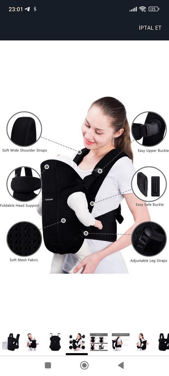 Bebamour Beyaz Bebek Taşıyıcı kanguru - Görsel 2