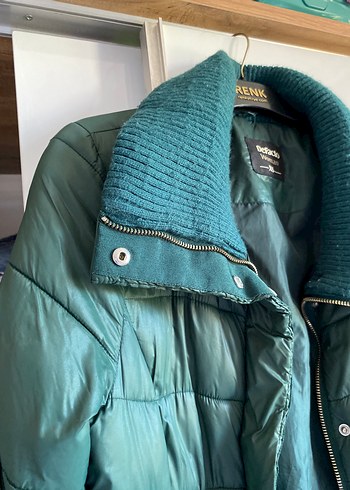 xs Beden yeşil Renk Düğmeli, Yeşil, Kadın Mont