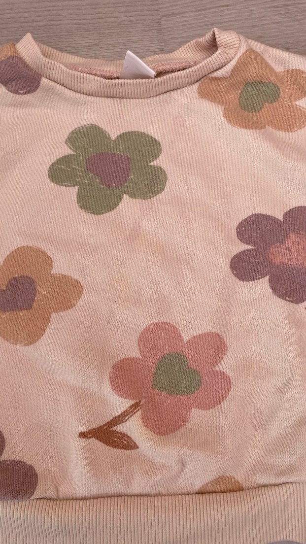 Kız Çocuk Pembe Çiçek Desenli Sweatshirt - Görsel 2