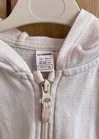 Kız Çocuk Beyaz Kapüşonlu Fermuarlı Sweatshirt - Görsel 2