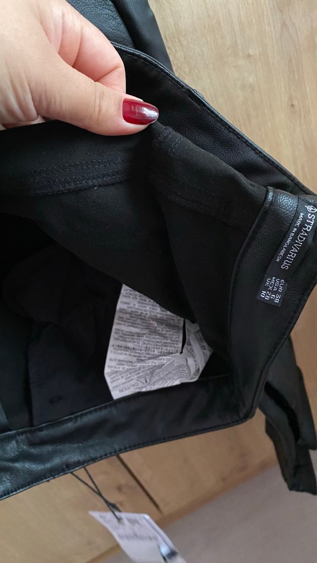 Kadın Siyah Deri Biker Pantolon - Görsel 3