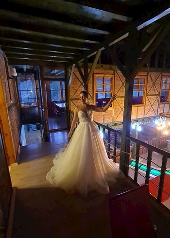 İnce Askılı Straplez A Kesim Gelinlik - Görsel 5