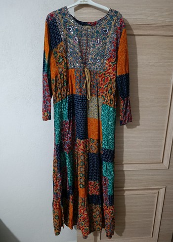 xl Beden çeşitli Renk Çok Renkli Uzun Bohem Elbise