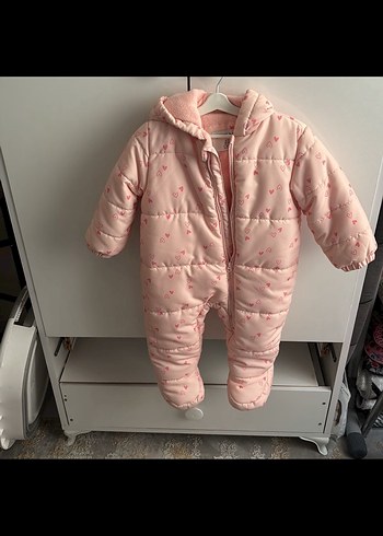 Kürklü Kapüşonlu Pembe Bebek Tulumu - Görsel 5