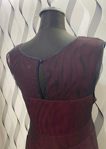 Bordo Uzun Drapeli Kadın Abiye Elbise - Görsel 4