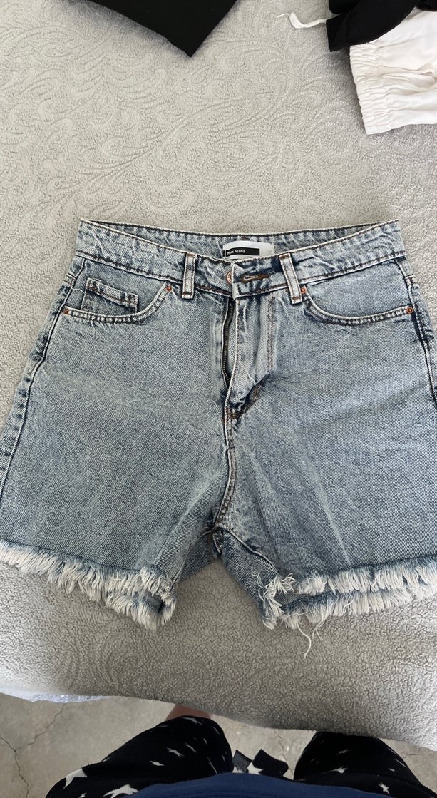 Kot Bol Kesim Mini Denim Şort - Görsel 2