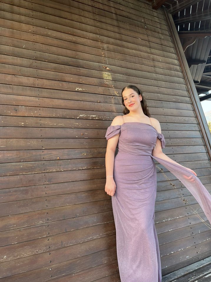 Mor Drapeli Uzun Abiye Elbise - Görsel 3