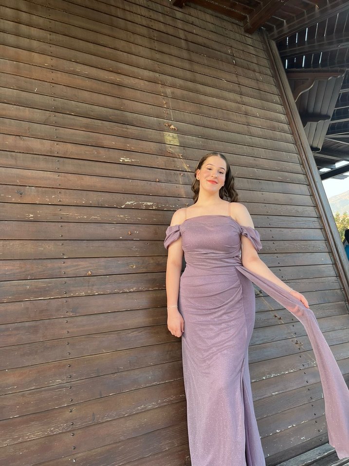 Mor Drapeli Uzun Abiye Elbise - Görsel 2