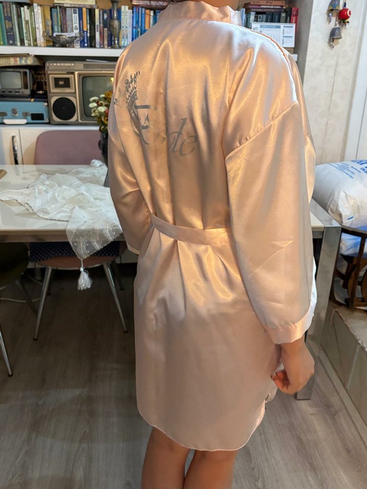 Açık pembe Bohem Midi Kadın Sabahlık - Görsel 2