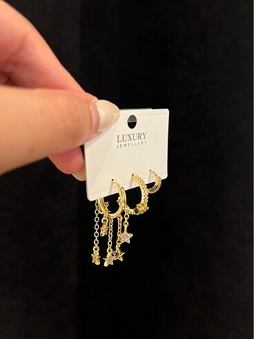 3'Lü gold Küpe