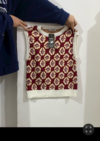 Diğer Bordo Renkli Örgü Desenli Kadın Süveter