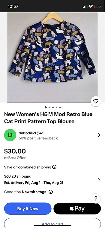 H&M kedili üst