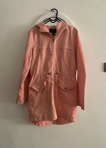 S beden Pembe Kemerli Midi Kadın Yağmurluk - Görsel 4
