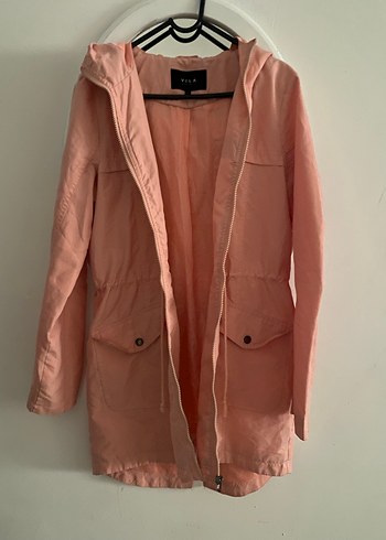 S beden Pembe Kemerli Midi Kadın Yağmurluk - Görsel 5