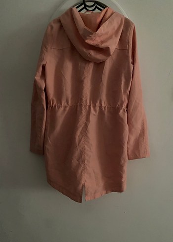 S beden Pembe Kemerli Midi Kadın Yağmurluk - Görsel 2