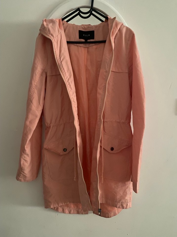 S beden Pembe Kemerli Midi Kadın Yağmurluk - Görsel 5