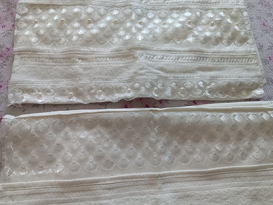 İşlemeli Beyaz Havlu Seti - Görsel 2