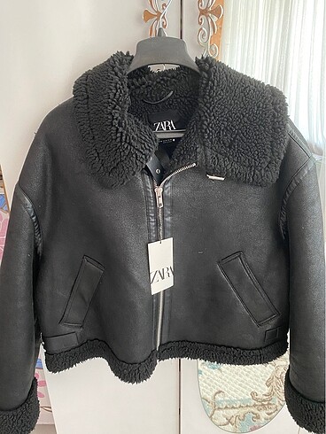 zara siyah biker mont astarlı