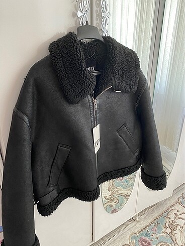 Zara zara siyah biker mont astarlı
