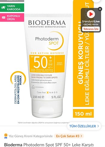 Beden Bioderma Photoderm Spot SPF 50 Güneş Kremi 150ml